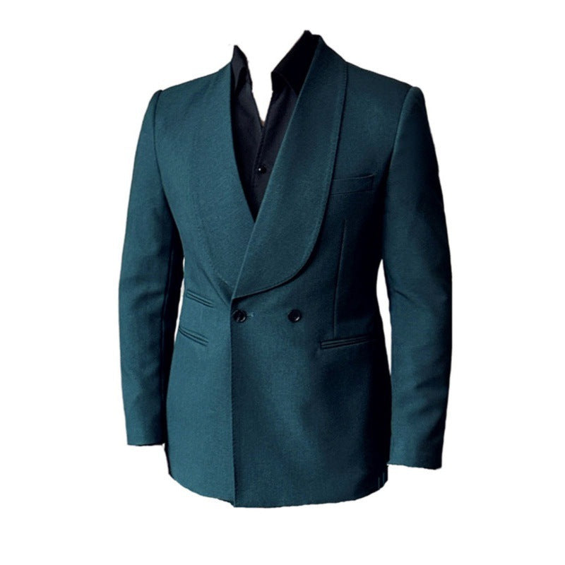 Abito casual da uomo doppiopetto con collo verde