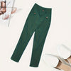 Women's Solid Color Button Casual And Versatile Fashionable Pants