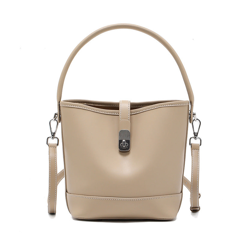 Borsa a secchiello in pelle di vacchetta di alta qualità da donna