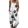 Women's Summer Digital Printing Button Casual Suspender Trousers