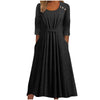 Womens Casual Crew-Neck Solid-Color Dress