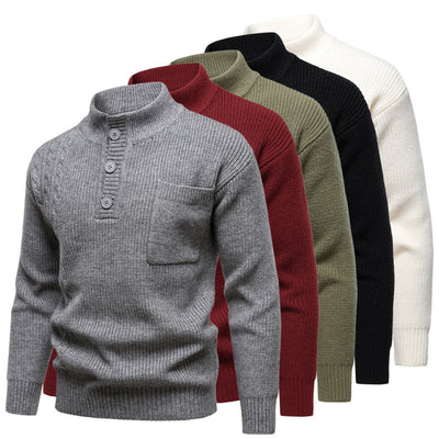 Men's Fashion British Henry Stand Collar Sweater