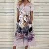Women's Oil Painting Flower V-neck A- Line Dress