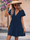 Dot Butterfly Sleeve Ruffle Hem Smock Dress
