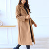 Simple Double Breasted Long Sleeve Lapel Button Woolen Coat