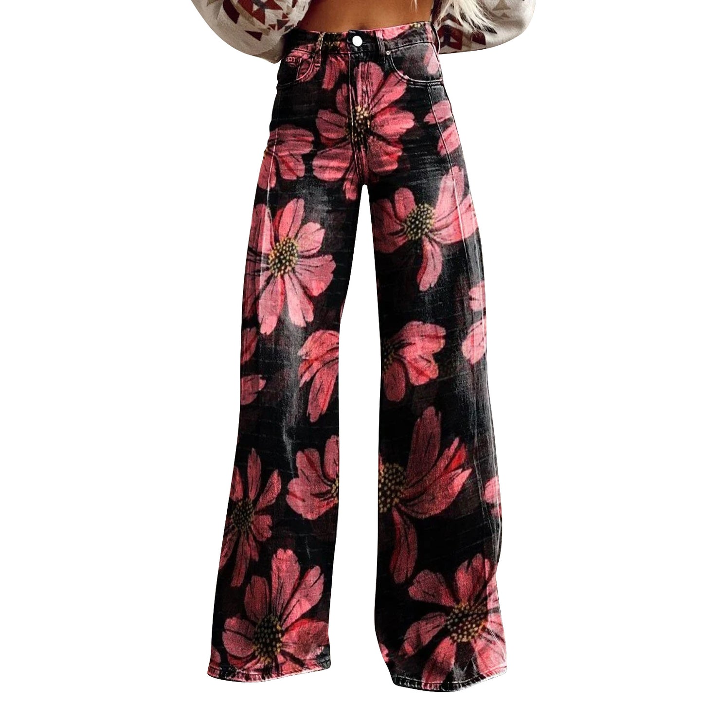 American And European-style Womens Flared Denim Jeans Made From Pure Cotton