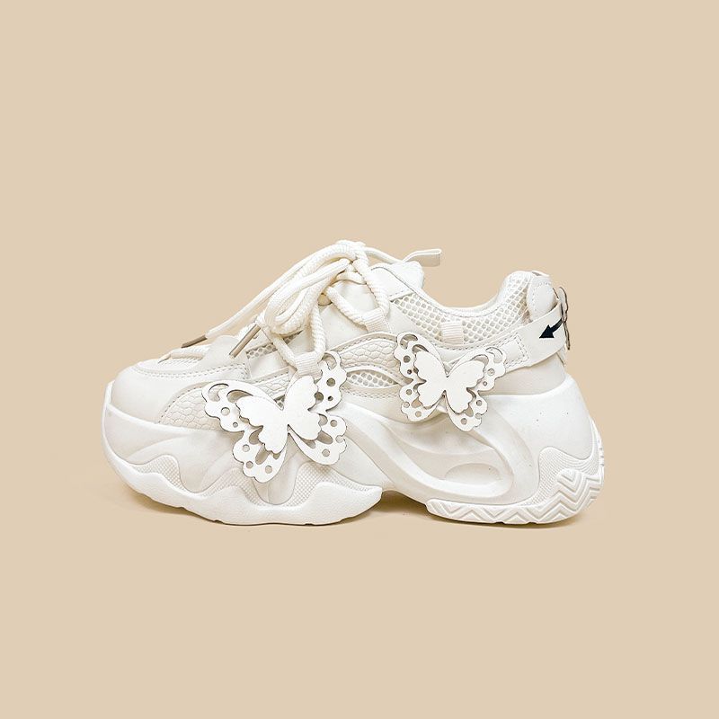 Scarpe da papà bianche casual minimaliste da donna con suola spessa