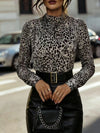 Retro Stand-Up Collar Fashion Commuter Printed Top