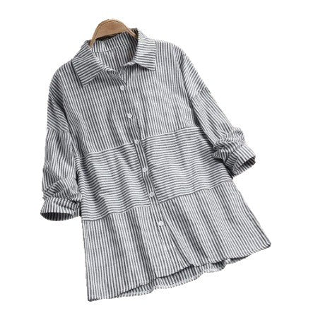Camicia casual corta con vita aderente e design a intarsi