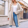 Elegant Long Collarless Cardigan Sweater Women's Coat