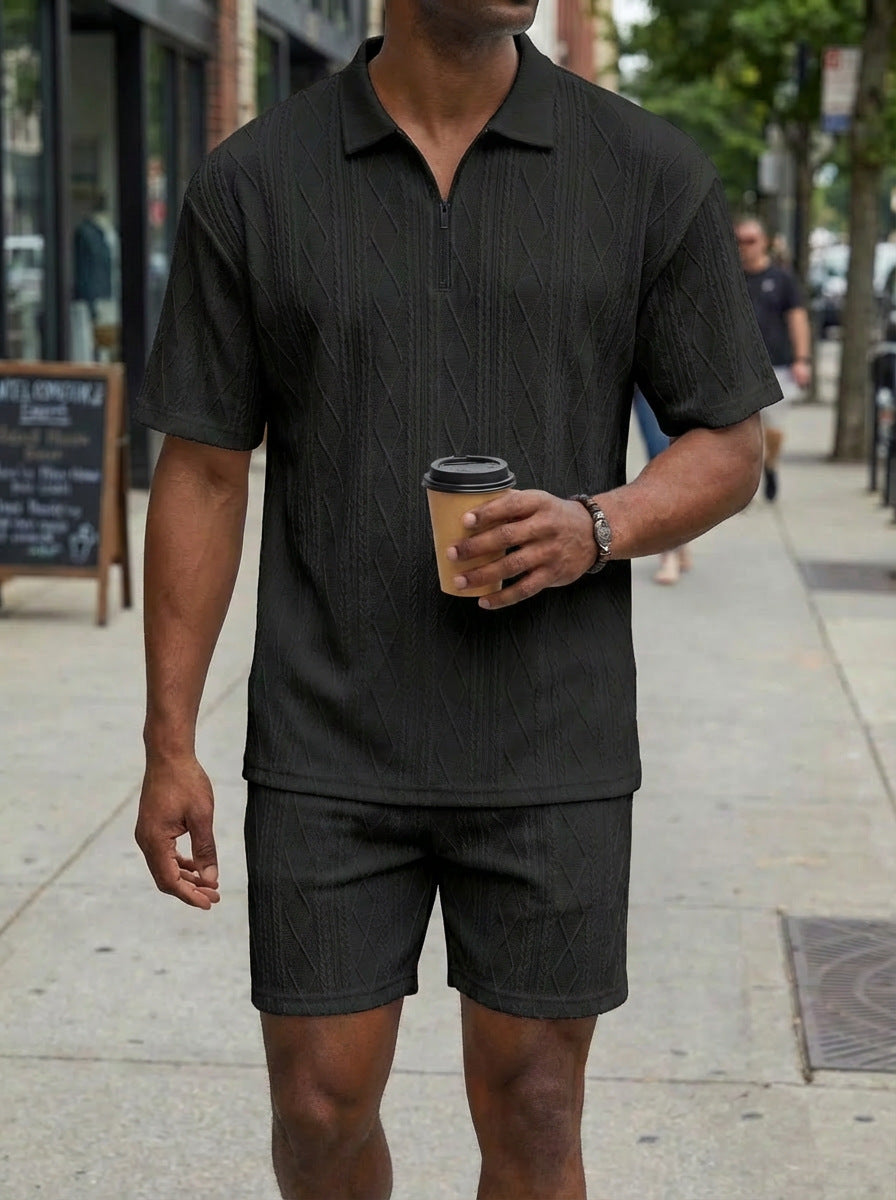 Polo da uomo, casual, a maniche corte, pantaloncini sportivi