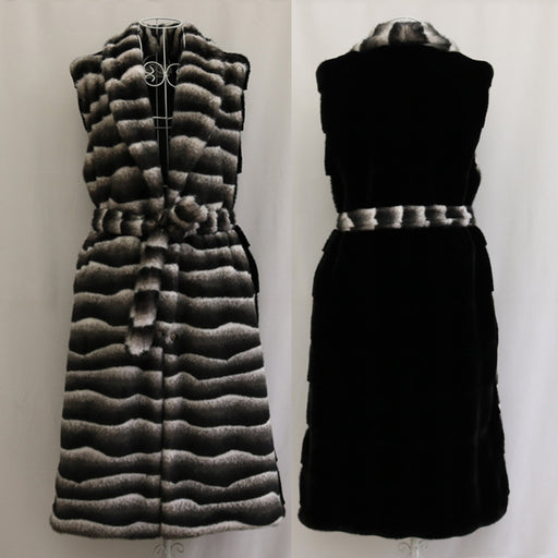 Warm Large Lapel Zebra Belt Plus Size Vest