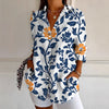 Camicia da donna a maniche lunghe, stampa floreale retrò ed elegante