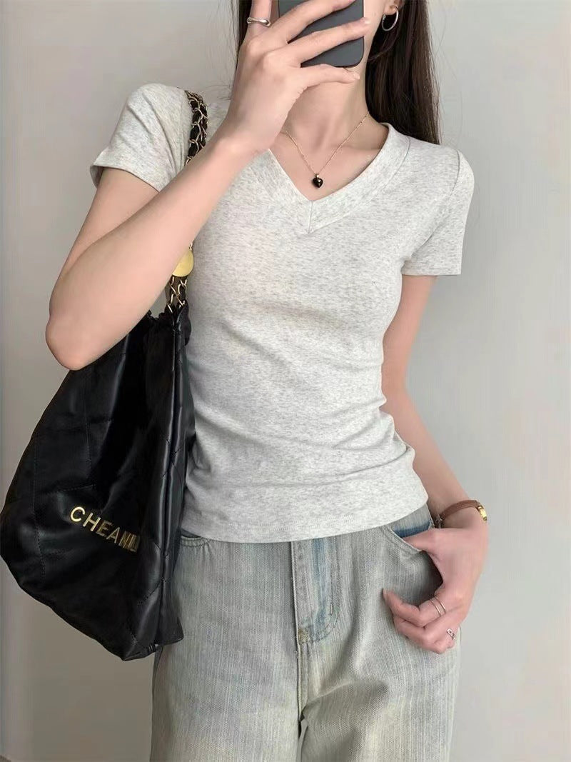 New Round-neck Straight-shoulder Top