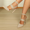 Closed Toe Back Empty Elastic Band Stretch High Heels Pointed Sandals