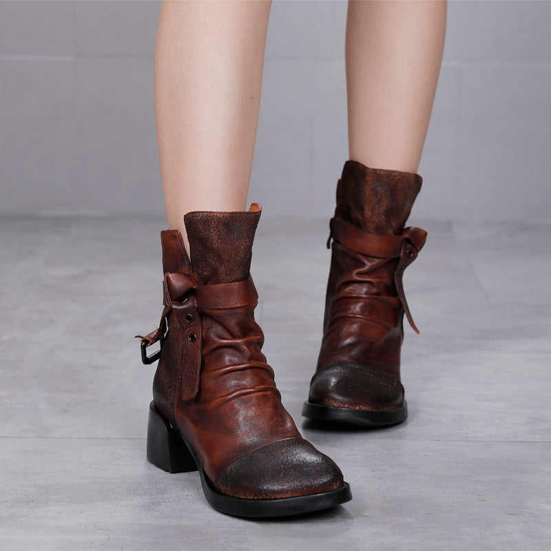 Fashion Personality Women's Retro Chunky Heel Ankle Boots