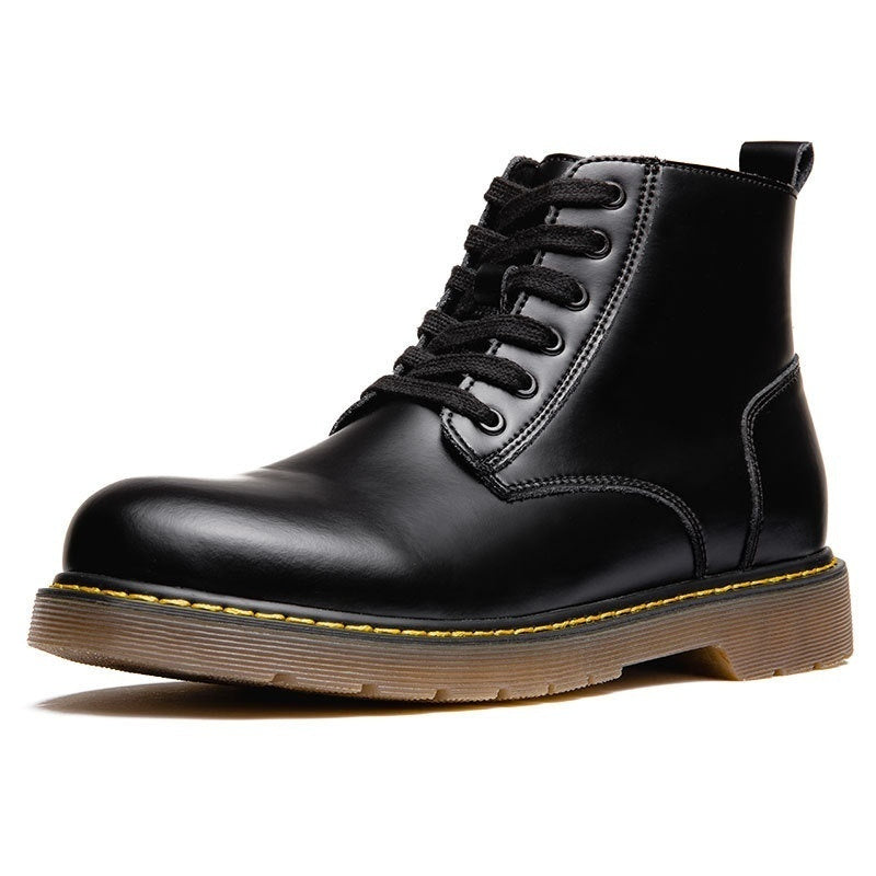 Retro Black Mid-top Round Head Ankle Boots