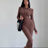 Women's Temperament Sheath Over The Knee Dress Hooded Long Sleeve Underwear Long Dress