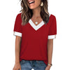 Top smanicato con scollo a V, abbinabile, abbottonato, a maniche corte, a contrasto di colore