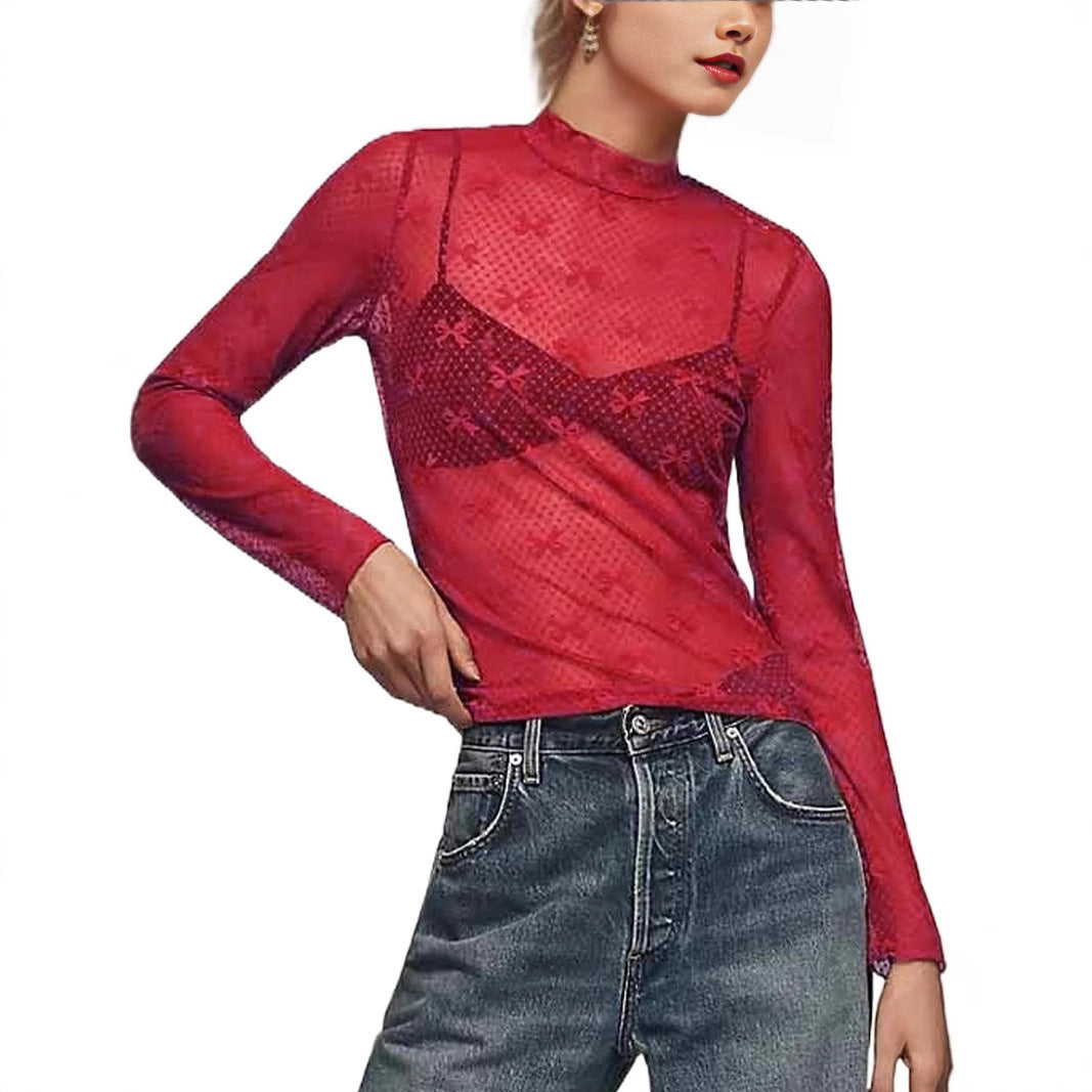 See-through Lace Top Mesh Multi-color
