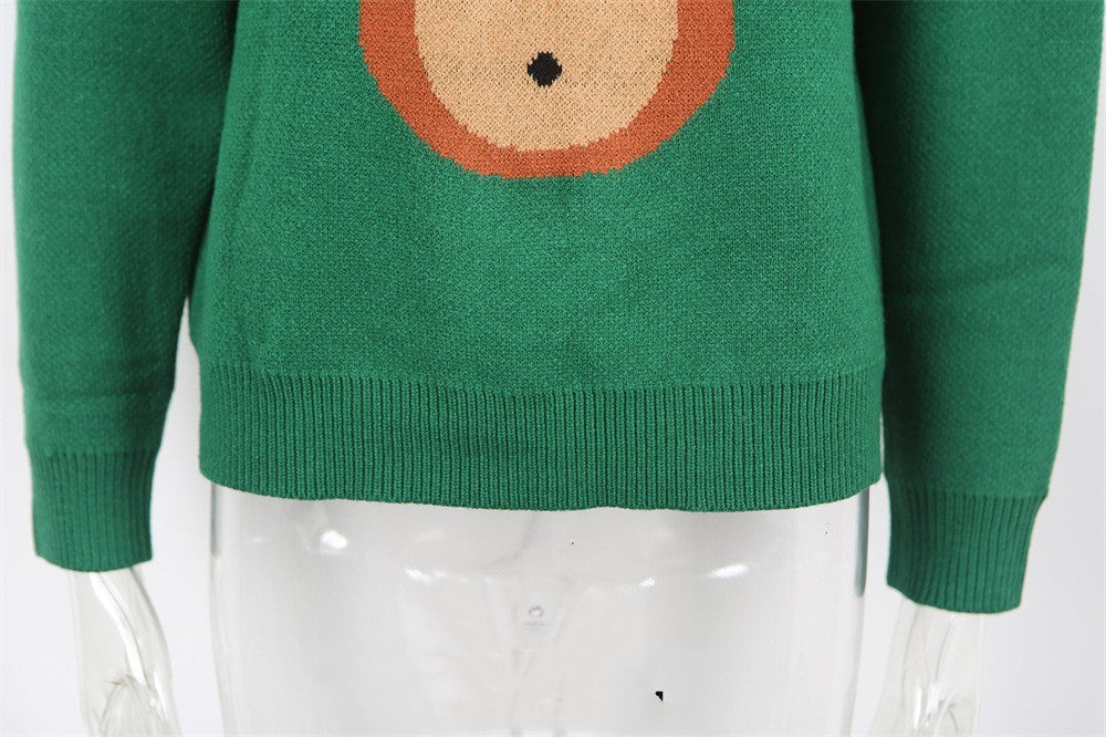 Cartoon Deer Christmas Sweater Pullover Long Sleeve