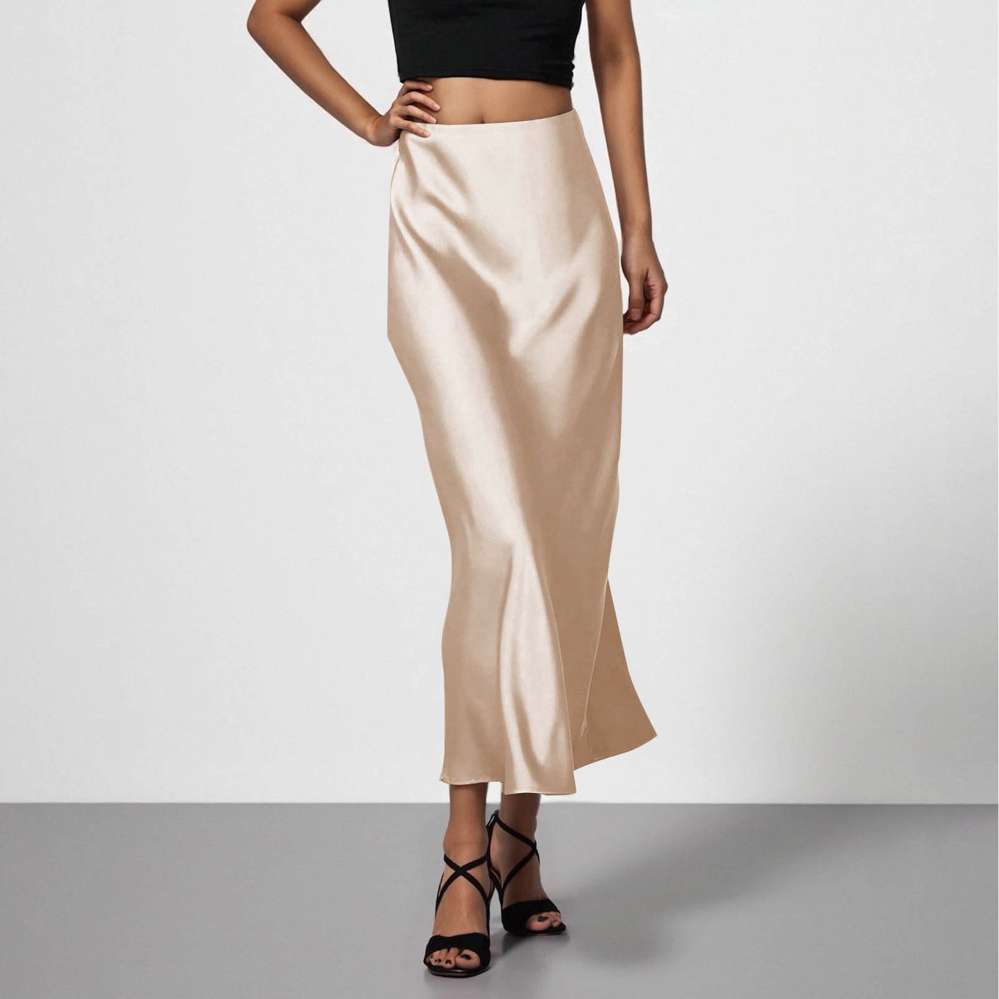 Elegant Silky-satin Skirt That Pairs Effortlessly With Any Look