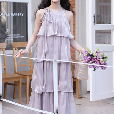 Sweet Halter-neck Cake Dress A Versatile Figure-flattering One-piece