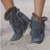 Solid Color Leather Tassel Women's Ankle Boots
