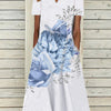 Women's Oil Painting Flower V-neck A- Line Dress