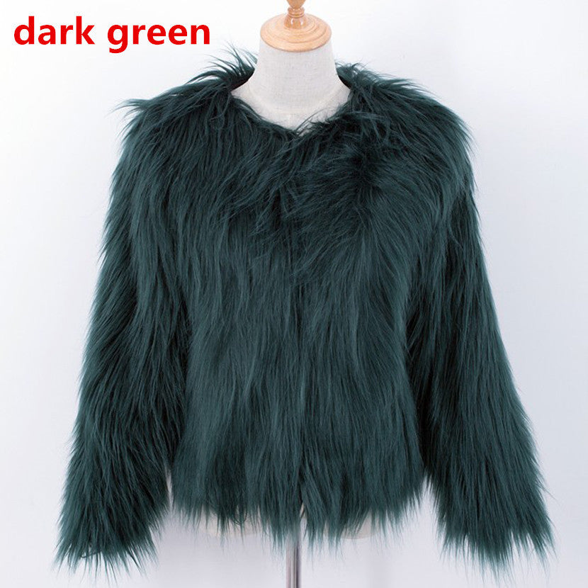 Women's Short Long Sleeve Plus Size Fur Coat