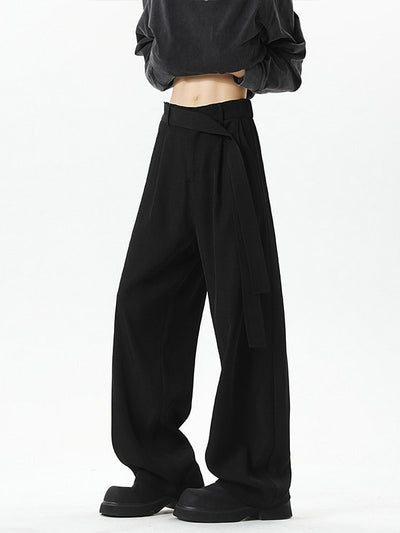 Ribbon Oblique Belt Machete Suit Pants Men's Plus-sized Plus Size Loose