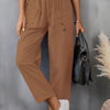 Women's Cotton And Linen Trousers Fashion Street Style Solid Color Pocket Elastic Waist Comfortable Casual Pants
