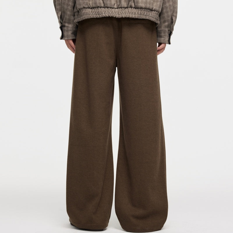 Men's Straight Fleece-lined Casual Wool Trousers