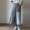 Eleganti Jeans in Denim Casual a Vita Alta Vestibilità Ampia