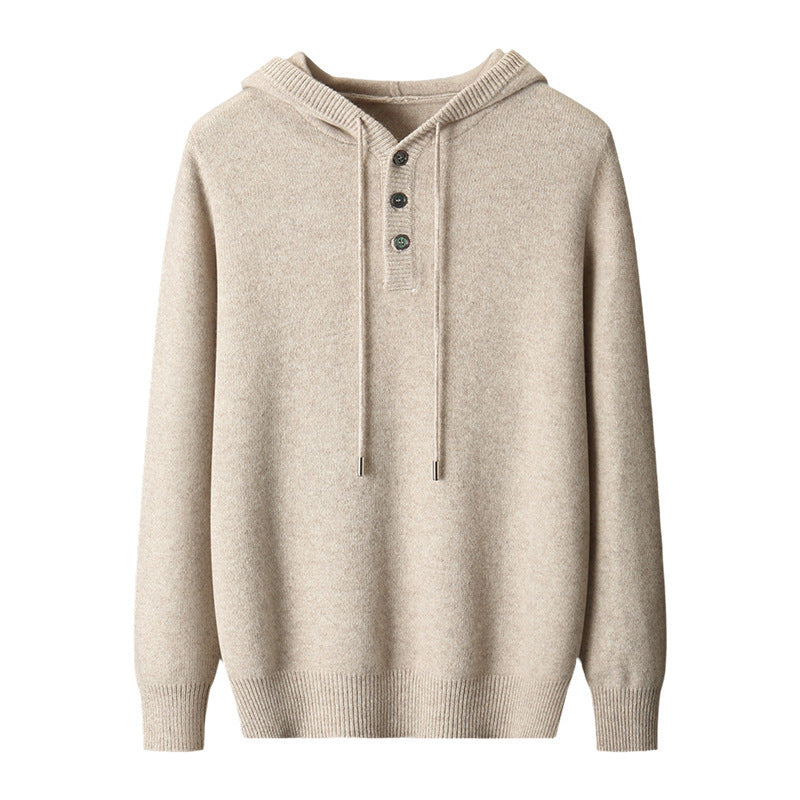 Men's American-style Warm High-grade Button Hoodie Sweater