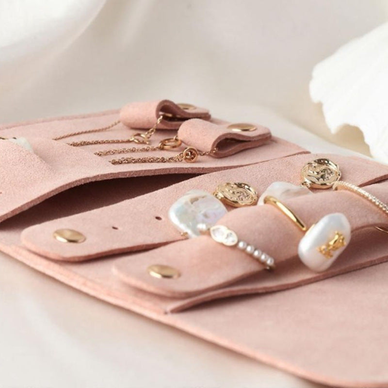 Earring Ring Ear Stud Necklace Watch Pouch Microfiber PU Leather Jewelry Bag