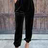 Women's Solid Color Straight Pants With Elastic Waist And Casual Cuffs