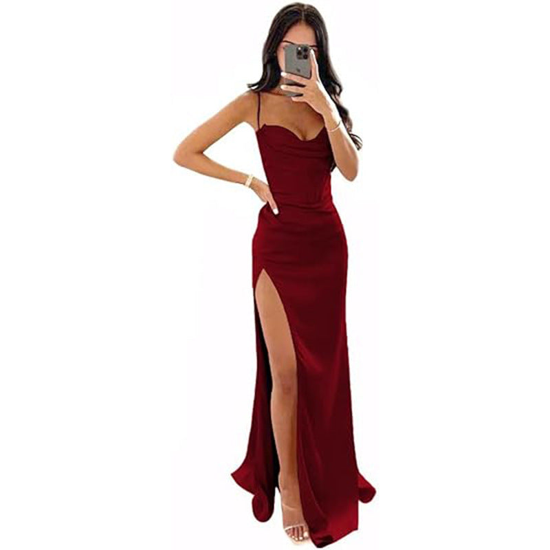 Vestito da sera con canotta senza maniche da donna europea e americana