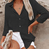 Camicia da donna in cotone e lino a tinta unita