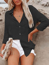 Camicia da donna in cotone e lino a tinta unita