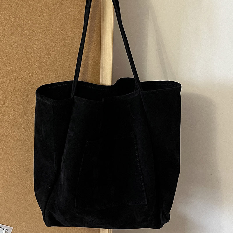 Borsa a tracolla in pelle scamosciata di grande capacità per autunno e inverno, versatile borsa per la spesa portatile