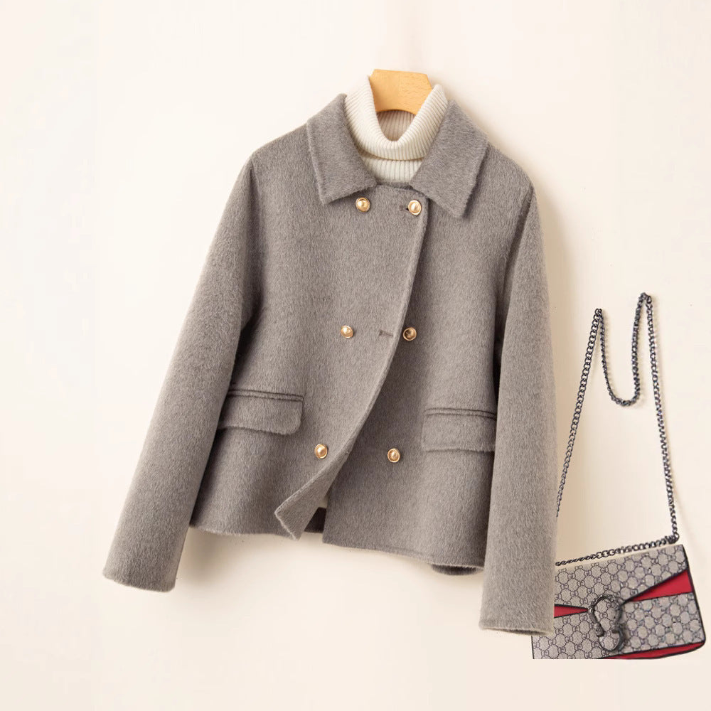 Cappotto corto da donna, di piccole dimensioni, in lana di alta qualità, double face