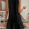 Women's Summer Sleeveless Ruffle Decor Casual Dress With Front Button