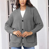 Cardigan con scollo a V, tasche larghe con bottoni, maglione transfrontaliero