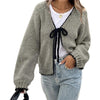 Lace-up Sweater Solid Color Loose Long Sleeves Jacket