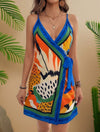 Women's Vacation Casual Retro Print Tie Front Cami Mini Dress