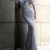 Vestito da sera con perline Purple Host Starry Sky Annual Meeting, modello a cavezza, da sfilata, a coda di sirena