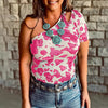 Womens Leopard-Print Short-Sleeve Off-Shoulder Top With A Crew Neck