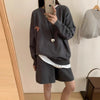 Casual Sports Knitted Sweater Shorts Suit