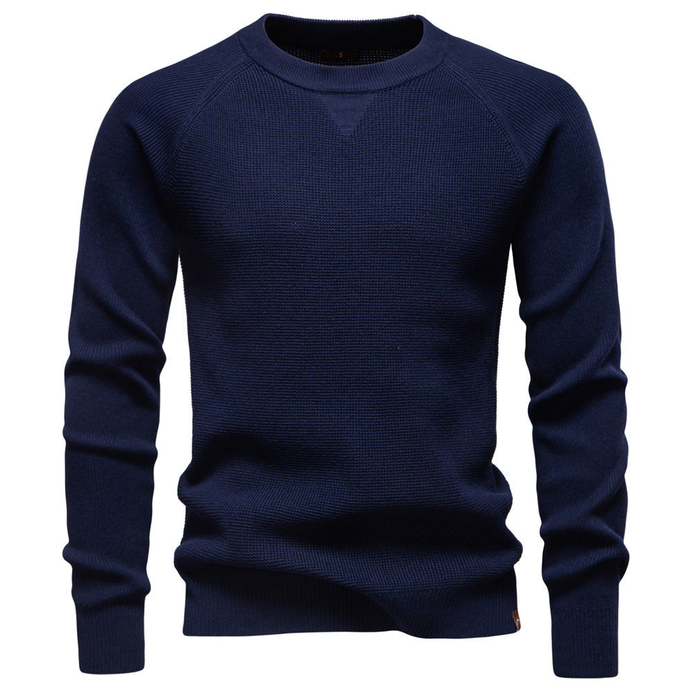 Maglione da uomo lavorato a maglia casual da lavoro di alta qualità, girocollo, tinta unita, alla moda